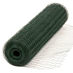 25mm PVC Green Coated Galvanised Chicken Wire Mesh - Available in multiple sizes and lengths