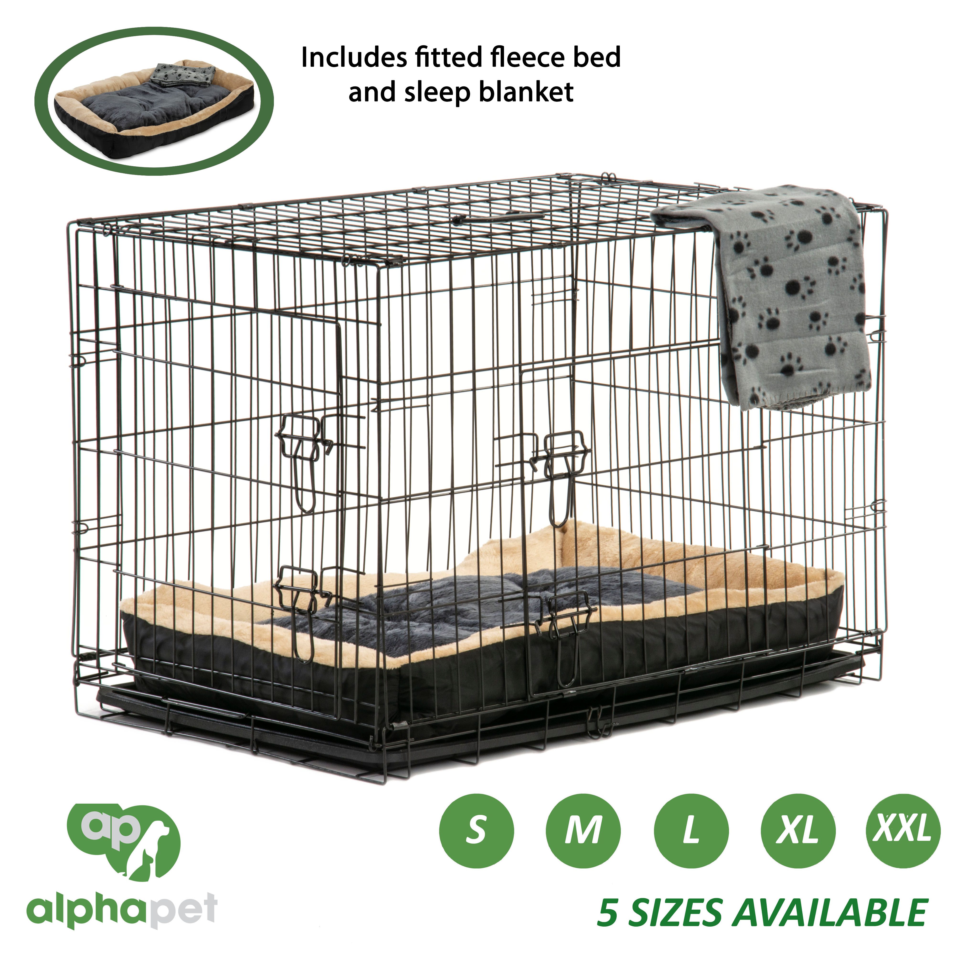 Alphapet® Large (36") Heavy Duty Pet Dog Cage Inc Fitted Fleece Bed And