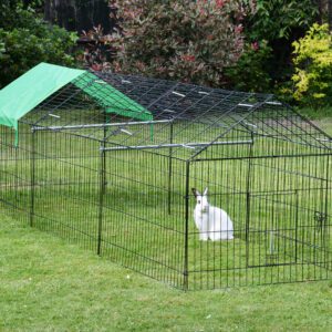 Alphapet® X-Large Rabbit Chicken Run Play Pen Enclosure with Pitched Roof - 330x103x103cm (130" x 40" x 40"). Perfect for rabbits, chicken, ducks or dogs.