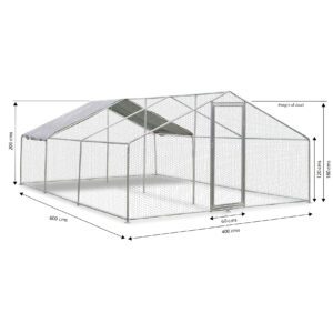 Alphapet® 4M Series 4m x 6m (32mm) Heavy Duty Walk In Galvanised Steel Chicken Run Coop - Image 4