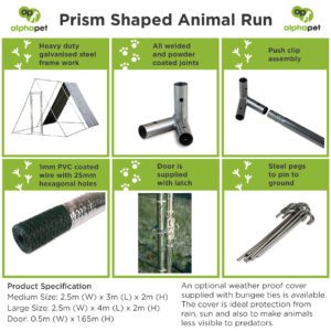 Alphapet® 2.5m X 3m Prism Walk-in Chicken Run Enclosure Coop - Image 4