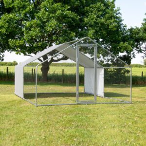 Alphapet® 3m x 4m (32mm) Heavy Duty Walk In Galvanised Steel Chicken Run Coop