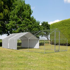 Alphapet® 3m x 8m (32mm) Heavy Duty Walk In Galvanised Steel Chicken Run Coop