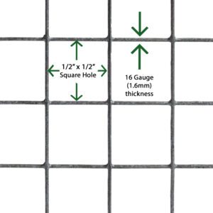 16 Gauge - 10m (120cm Wide) - 1/2" x 1/2" Hole Galvanised Welded Wire Mesh - Image 4