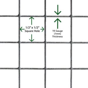 19 Gauge - 10m (60cm Wide) - 1/2" x 1/2" Hole Galvanised Welded Wire Mesh 19G - Image 3